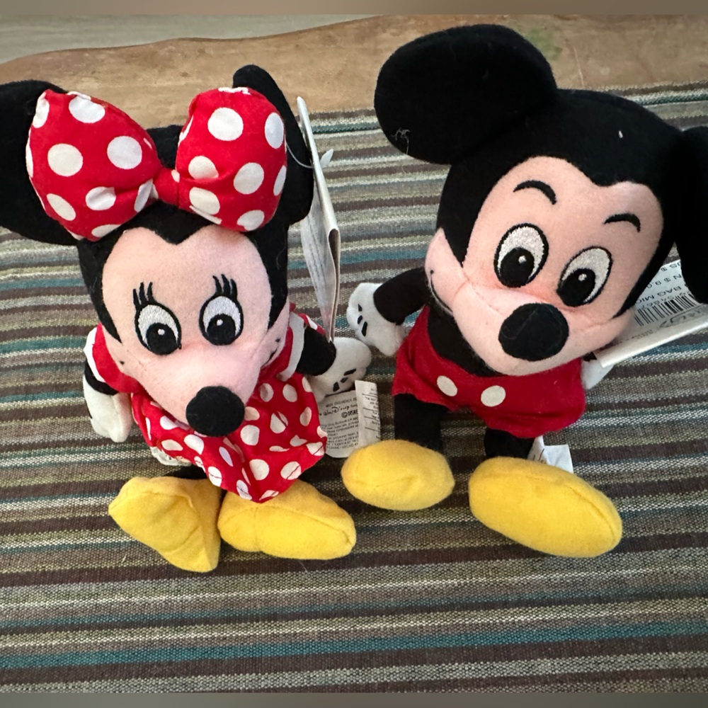 Vintage Disney Store Mickey Mouse and Minnie Mouse 10” beanies